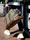 Oversized Military Style Canvas &amp; Leather Waterproof Duffel Bag - Bearded Pleasures 