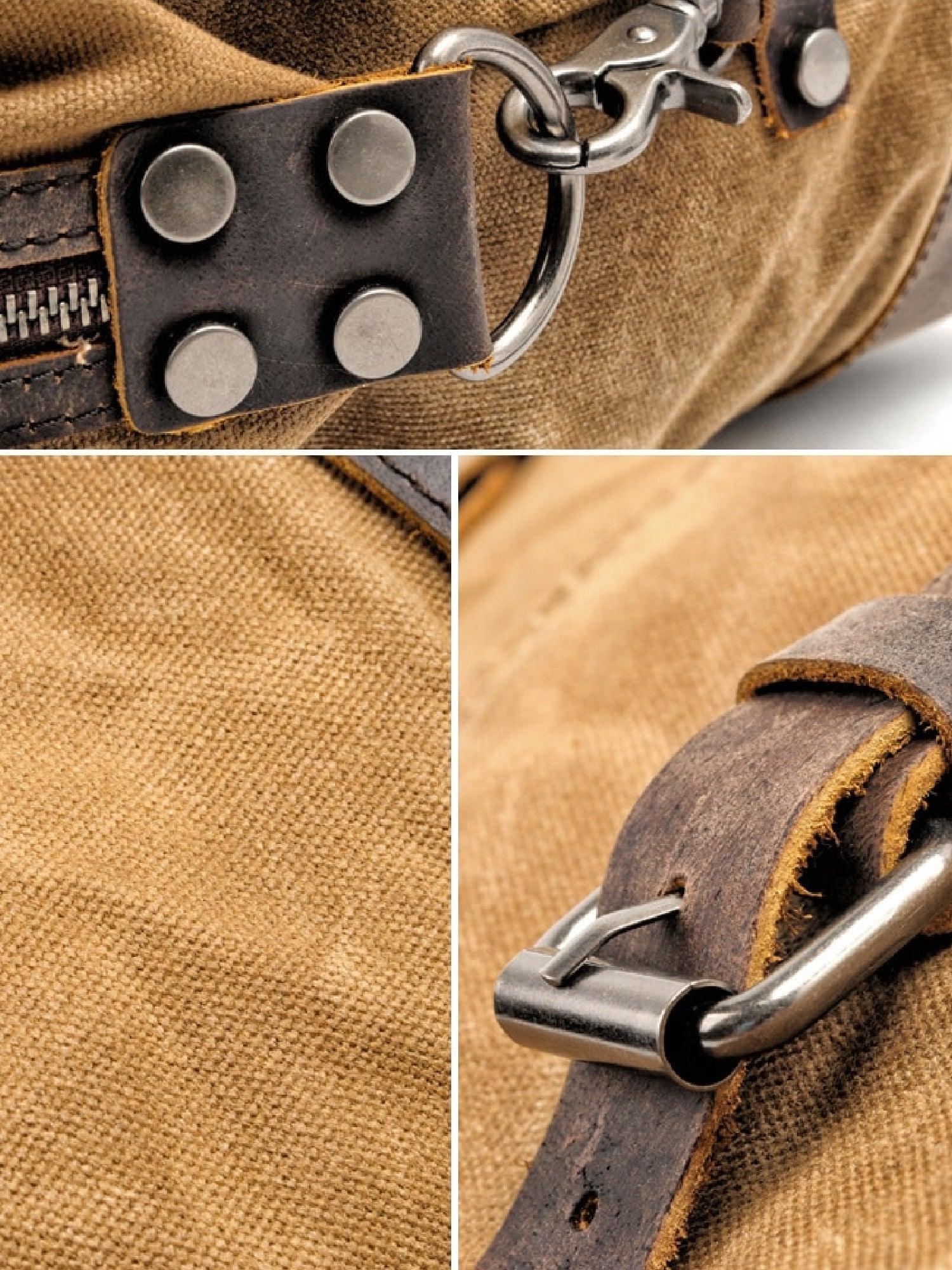 Oversized Military Style Canvas &amp; Leather Waterproof Duffel Bag - Bearded Pleasures 