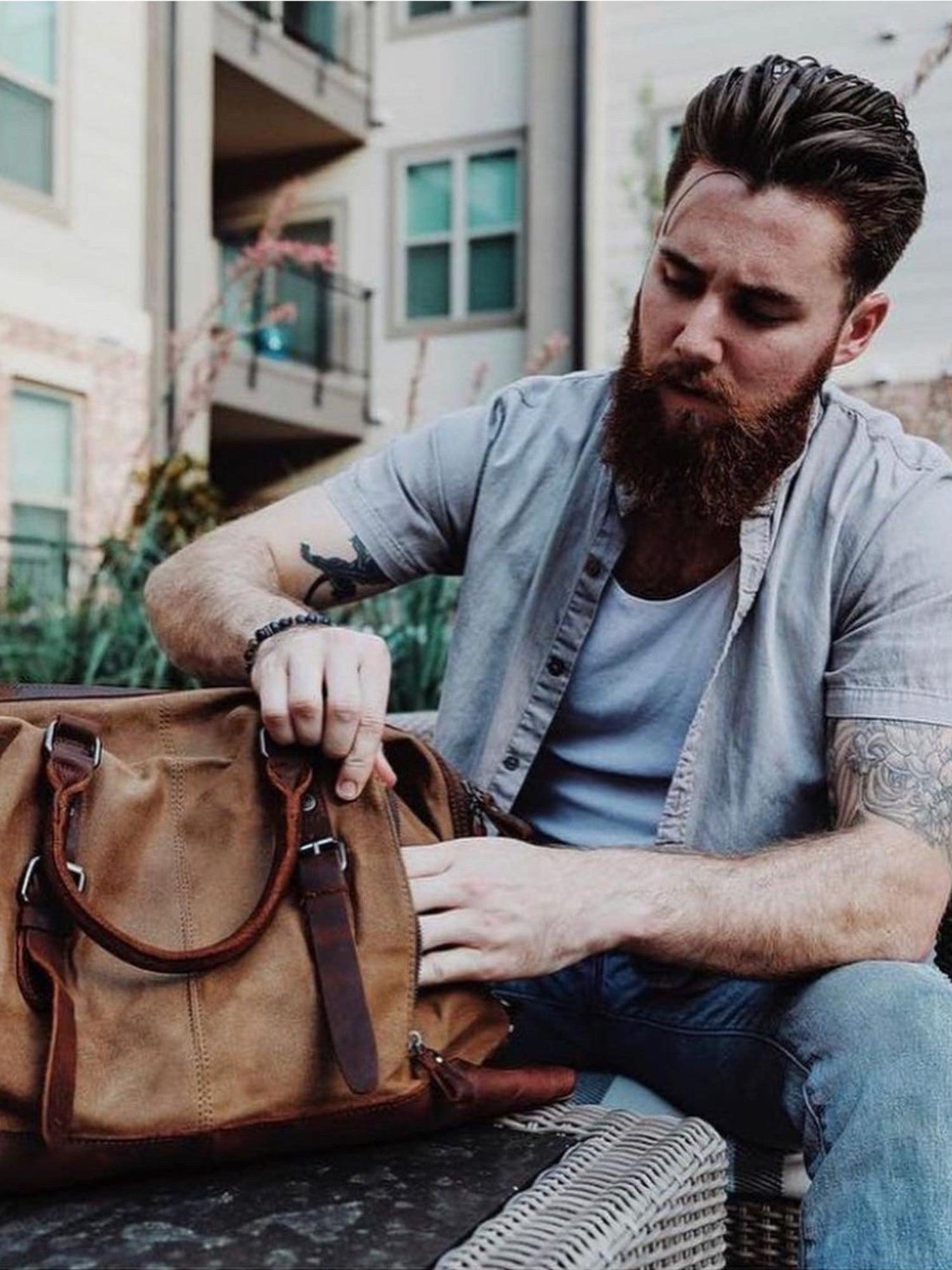 The Weekender - Oversized Military Style Canvas & Leather Duffel Bag